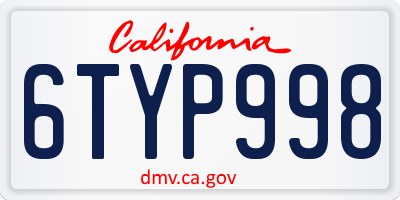 CA license plate 6TYP998