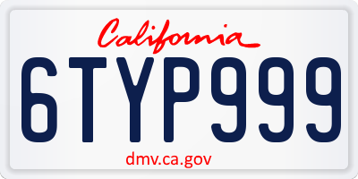 CA license plate 6TYP999