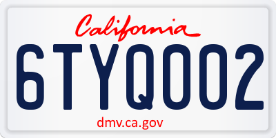 CA license plate 6TYQ002