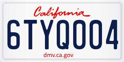 CA license plate 6TYQ004