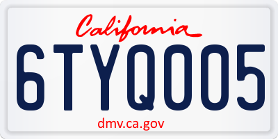 CA license plate 6TYQ005