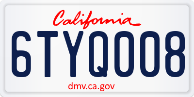 CA license plate 6TYQ008