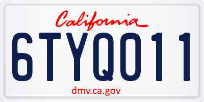 CA license plate 6TYQ011