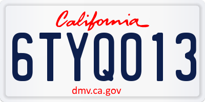 CA license plate 6TYQ013