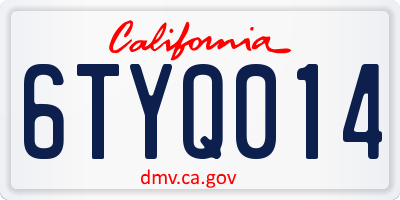 CA license plate 6TYQ014