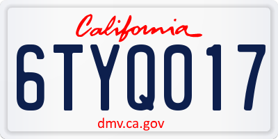 CA license plate 6TYQ017