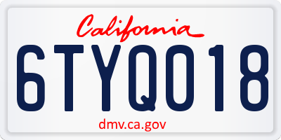 CA license plate 6TYQ018