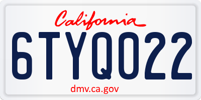 CA license plate 6TYQ022
