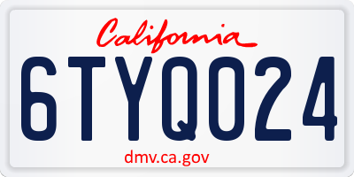 CA license plate 6TYQ024