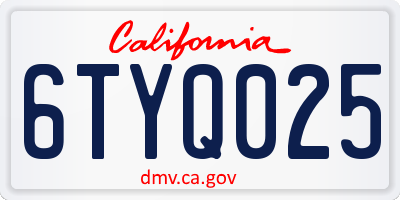 CA license plate 6TYQ025