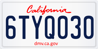 CA license plate 6TYQ030