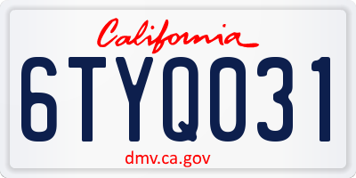 CA license plate 6TYQ031