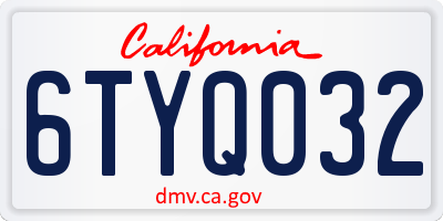 CA license plate 6TYQ032