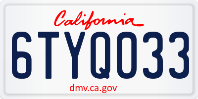 CA license plate 6TYQ033