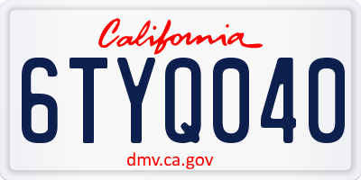 CA license plate 6TYQ040