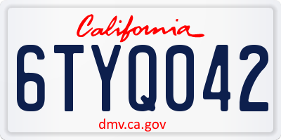 CA license plate 6TYQ042