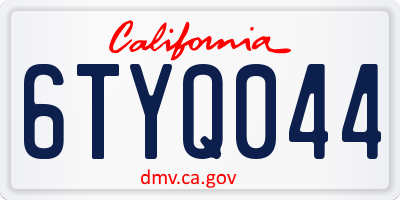 CA license plate 6TYQ044