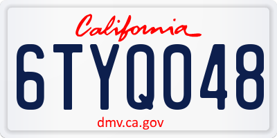 CA license plate 6TYQ048