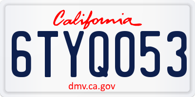 CA license plate 6TYQ053