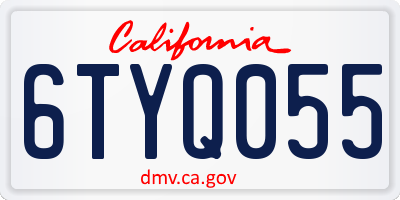 CA license plate 6TYQ055