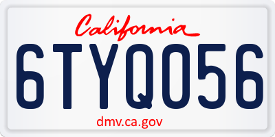 CA license plate 6TYQ056