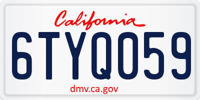 CA license plate 6TYQ059