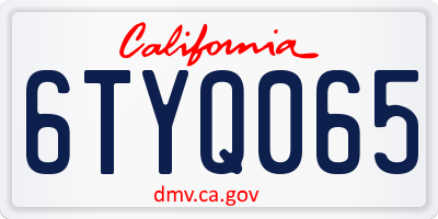 CA license plate 6TYQ065