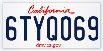 CA license plate 6TYQ069