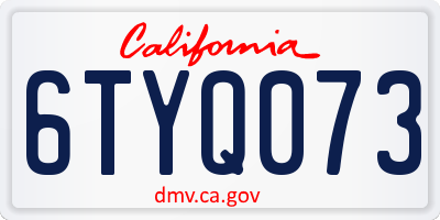 CA license plate 6TYQ073