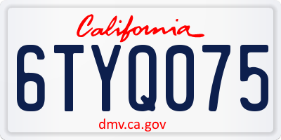 CA license plate 6TYQ075