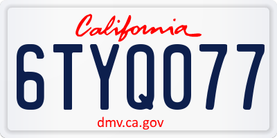 CA license plate 6TYQ077
