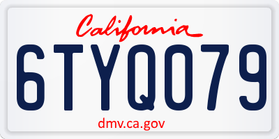 CA license plate 6TYQ079