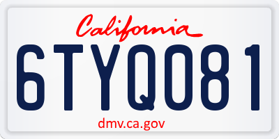 CA license plate 6TYQ081