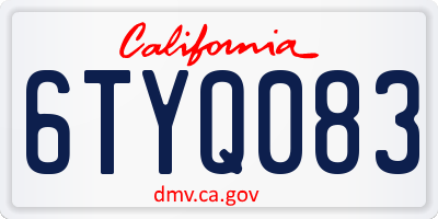 CA license plate 6TYQ083