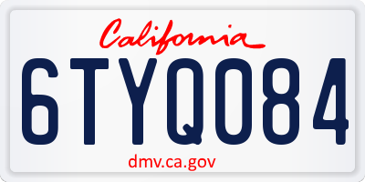CA license plate 6TYQ084