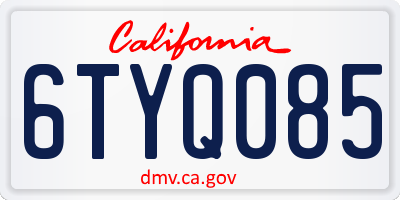 CA license plate 6TYQ085