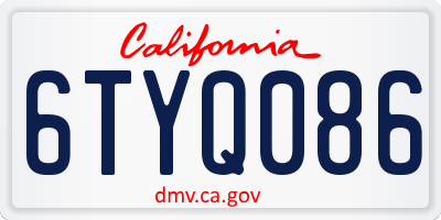 CA license plate 6TYQ086