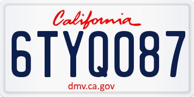 CA license plate 6TYQ087