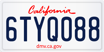 CA license plate 6TYQ088