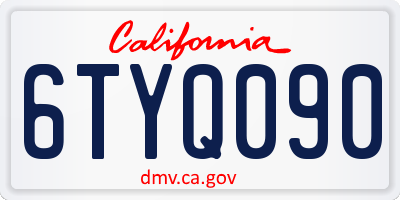 CA license plate 6TYQ090