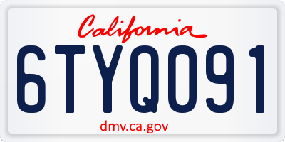 CA license plate 6TYQ091