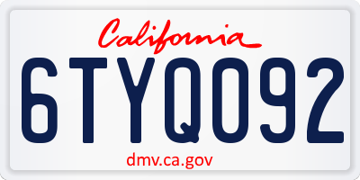 CA license plate 6TYQ092
