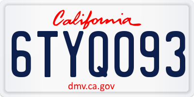 CA license plate 6TYQ093