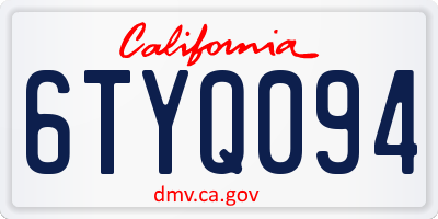 CA license plate 6TYQ094