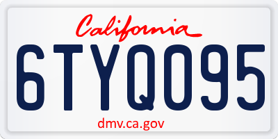 CA license plate 6TYQ095
