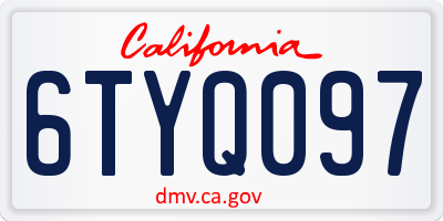 CA license plate 6TYQ097