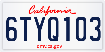 CA license plate 6TYQ103