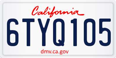 CA license plate 6TYQ105