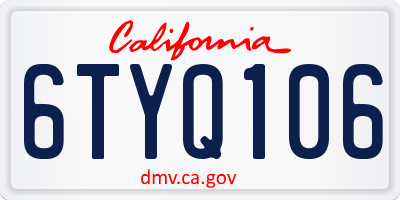 CA license plate 6TYQ106