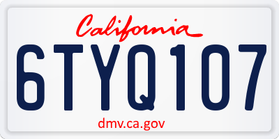 CA license plate 6TYQ107